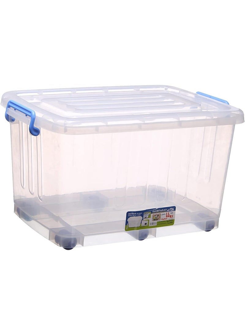 Khorshed Plast Rotana Compact 48L Wheeled Storage Box by Khurshid, made of biodegradable plastic, suitable for home, office, and workshop use. Transparent. Khurshid Plast 62230032357721 - Image 1